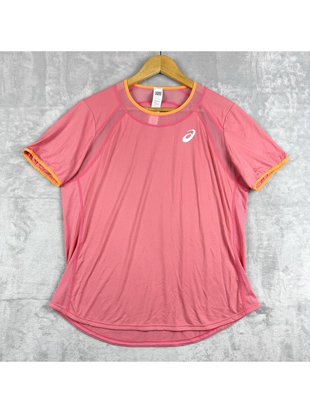 ASICS Running Shirt Womens XL Pink Mesh Performance Athletic Top Breathable Gym